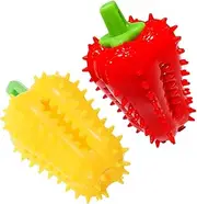 SEWOART 2Pcs Interactive Dog Food Puzzle Chewy Chili Pepper Design for Teeth Cleaning Slow Feeding Play Engaging Treat Dispenser Ball for Healthy Dog Fun