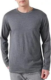 [MERIGREENY] Mens 100% Merino Wool Base Layer Midweight Merino Wool Long Sleeve Thermal Shirts for Men, Ultra Comfort & Soft