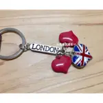 ｛小貴婦英國茶｝英國旅遊紀念品6。I LOVE LONDON 我愛倫敦立體愛心國旗鑰匙圈吊飾,現貨