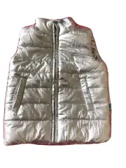 PUMPKIN PATCH Girls Size 3 Puffer Vest new RP $30 Silver Metalic Trendy Colour