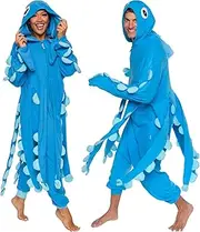 Adult Octopus Costume - Squid Plush Animal Onesie - One Piece Pajama by FUNZIEZ!