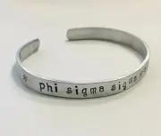 Phi Sigma Sigma PSS Sorority Motto Cuff Bracelet FREE SHIPPING