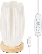 Bedside Lantern Night Light USB Lamp 3 Color Dimming Anti Slip Adjustable with Wood BaseTouch Control Table Lamp for College Dorm Bedroom Living Room (Straight Type)