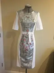 NWT Ted Baker London Dorn Patchwork Bodycon Pale Blue Dress Size 4 (2) US