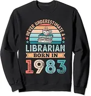 [X.Style] Librarian Born in 1983 40th Birthday Librarys Sweatshirt ds1468 Sweater (M) Black