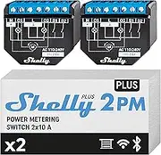 Shelly Plus 2PM | WiFi & Bluetooth 2 Channels Smart Relay Switch with Power Metering | Home Automation | Roller Shutters | Remote Control | Alexa & Google Home | iOS Android App (2 Pack)