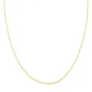 2.1mm Paperclip Link Chain Necklace Real 14K Yellow Gold