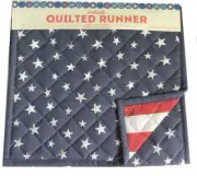 Table Runner Patriotic Flag 4th of July Reversible Quilted 13x36 Red White Blue