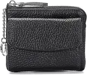 [SKUZA] Wallet,Card Bag,Genuine Leather Lichee Pattern Zipper Wallet Purse Mini Fashion Leisure Solid Color Female Ladies Women Card Holder Portable (Color : Green) (Black)