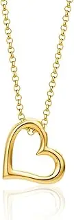 [Miore] 18CT Gold Plated 925 Sterling Silver Necklaces For Women, 41cm Silver Chain With Heart Pendant, Hypoallergenic Silver Heart Necklace For Women Handmade in Italy, Delivered In Jewellery Box