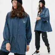 NWT Adidas Originals Three Stripes FU3777 Long Windbreaker Jacket Legacy Blue