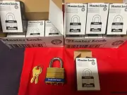 Lot of 11 Master Lock Padlock #2 Laminated Brass max security, USA Vintage, NOS