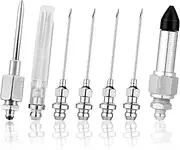 7pcs Grease Needle Accessory Set - Includes 5 Grease Needle Nozzles, 1 Grease Needle Dispenser, and 1 Rubber Nipple Adapter - Perfect for Grease Dispensing and Injection Tool Gun Fitting
