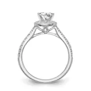 14K White Gold Peg Set Simulated Diamond Cushion Halo Engagement Ring