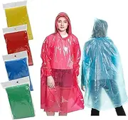 [Zalizr] 4 Pack Disposable Rain Ponchos with Hood for Adults and Kids - Individually Wrapped Emergency Raincoats for Camping, Hiking, and Outdoors
