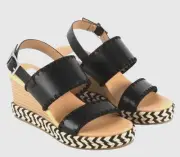 Dolce Vita Black Esmaya Espadrille Platform Wedge Sandals Size 7 NEW