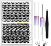 LANKIZ Lash Extension Kit,30+40D Lash Clusters Kit, 320pcs Individual Lashes with Lash Bond & Seal, DIY Eyelash Extension Kit for Beginners, Wispy Lash Kit at Home