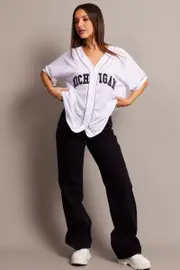 White Graphic Tie Up Top Short Sleeve Mesh - Size 10, Women's Zip Hoodie