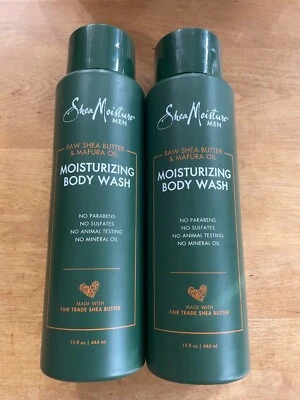 2 Shea Moisture Men Moisturizing Body Wash Raw Shea Butter & Mafura Oil 15oz