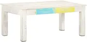 Modern White Coffee Table, 110x60x45 cm, Solid Mango Wood - Stylish Living Room Furniture with Unique Whitewash Finish