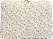 AZURAOKEY Puffy Laptop Sleeve Cute Computer Bag Case, 15 Inch Flower Quilted Laptop Carrying Cases, Floral Pattern Protective Cover Acc