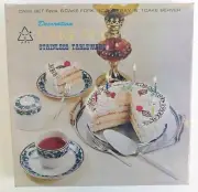 vintage 1970s Decoration Cake Set stainless tableware forks tray server IN BOX