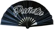 TAINOWEARS 13" Rave Hand Fans – Large Folding Bamboo Fan with Loud Clack | Festival & Pride Accessory with Glitter, Solid Colors & Bold Designs PUNETA