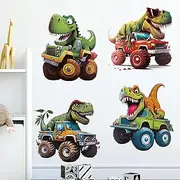 Buioryv Dinosaur Wall Stickers Monster Dinosaur Truck Wall Decals Dino Wall Art for Boys Kids Nursery Classroom Bedroom Decor