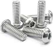 1/4-20 x 1" Button Head Socket Cap Bolts Screws, 304 Stainless Steel 18-8, Allen Hex Drive, Bright Finish, Fully Machine Thread, Pack of 25