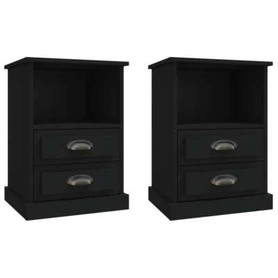 2x Wooden Bedside Tables Drawers Storage Side Cabinets Bedroom Nightstand