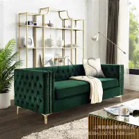 在飛比找樂天市場購物網優惠-【KENS】沙發 沙發椅 北歐墨綠色絲絨布藝沙發現代輕奢風小