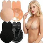 [ZPLxi] Adhesive Bra, Invisible Push up Stick On Bras for Women, 2 Pairs Reusable Strapless Self Silicone Sticky Nipple Covers, Backless Breast Lift Up Plunge Bras