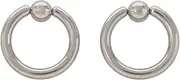 Aswalling 1 Pair Stainless Steel Captive Bead Ear Rings Hoop Studs Piercing Jewelry Steel Color, 2g(6mm)*16mm