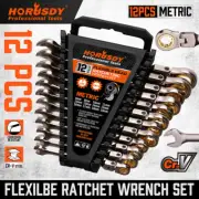 HORUSDY 12Pc Flexible Head Ratchet Spanner Set ‎‎Nickel Plating Spanners 8-19MM