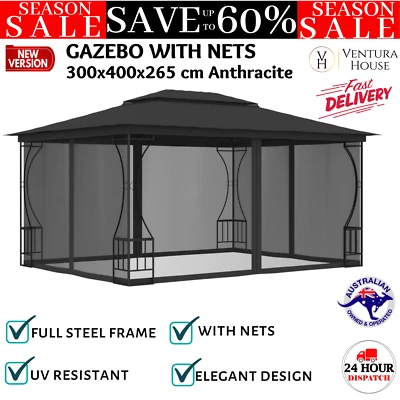 Garden Gazebo With Removable Curtains Outdoor Party Tent Shelter Pavilion Canopy
