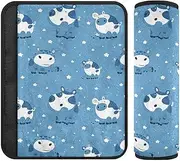 Silhouette of Hippo Powder Blue 2 Pack seat Belt Strap, More Comfort Driving, seat Belt Cover for Sedan Van Truck 10x7.7 in forro para cinturon de seguridad