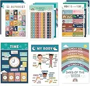 ZIENVE 16 Pack Boho Educational Posters for Kids Toddlers, Learning Posters for Classroom Playroom Home Decor, 28 x 42cm