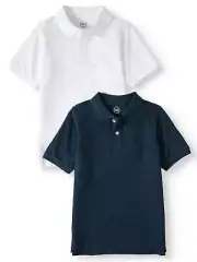 Wonder Nation Boys XS-XL School Uniform Short Sleeve Polo Shirts 2-Pack Burgundy