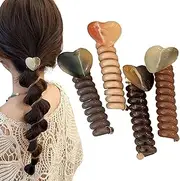 Hair Ties For Thick Hair - Ponytail Holder Coil No Damage | 4X Set Elastic Stretchy Curly Thin Headpiece For Bun Braids