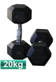 20KG PAIR OF RUBBER HEX DUMBBELLS