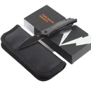 CMB Made Knives Kisame Black Canvas Micarta Linerlock Folding Pocket Knife
