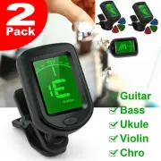 2X Digital Chromatic LCD Clip-On Electric Tuner for Guitar Bass Ukulele Violin