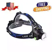 Rechargeable USB LED Head Torch Light Flashlight with Zoom Spotlight - Durable
