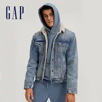 在飛比找蝦皮商城優惠-Gap 男裝 保暖仿羊羔絨翻領牛仔外套-淺靛藍(604862