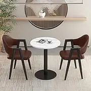 Modern Office Reception Room 3 Piece Dining Set with 2 Upholstered PU Chairs and Negotiation Table Round Dining Table Set for Small Conference Room or Club Coffee Kitchen Dining Table Set fo