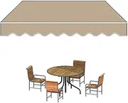 Replacement Canvas For Retractable Awning,12' X 10' Patio Awning Fabric Replacement, Durable Exterior Sunshade Canopy Cloth, 100% Polyester Outdoor Waterproof Cover For Deck Balcony Yard Coffee(Khaki,