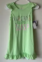 NWT Girl's Medium 7/8 Rene Rofe Avocado Go To Sleep Short Sleeve Nightgown