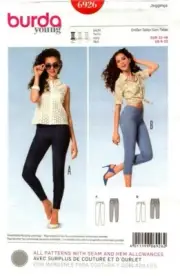 Burda Sewing Pattern 6926 Burda Young Womens Jeggings Leggings Pants Size 6-22