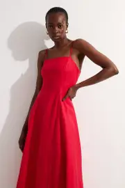 Viscose Linen Woven Maxi Prom Dress