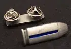 Thin Blue Line, Bullet, Police Pin, Antique Silver, 1 X Pin, 2 Rear Pins